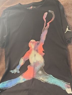 Jordan Black Tee with Multicolor Watercolor Jumpman